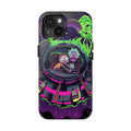 Rick & Morty Neon UFO Tough Phone Case — Retro Sci‑Fi Galaxy Protective Cover