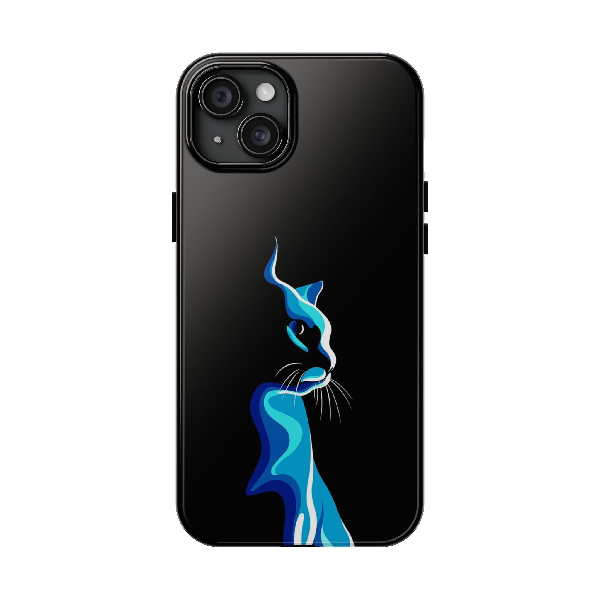 Blue Abstract Cat Silhouette, Protective Artistic iPhone Case