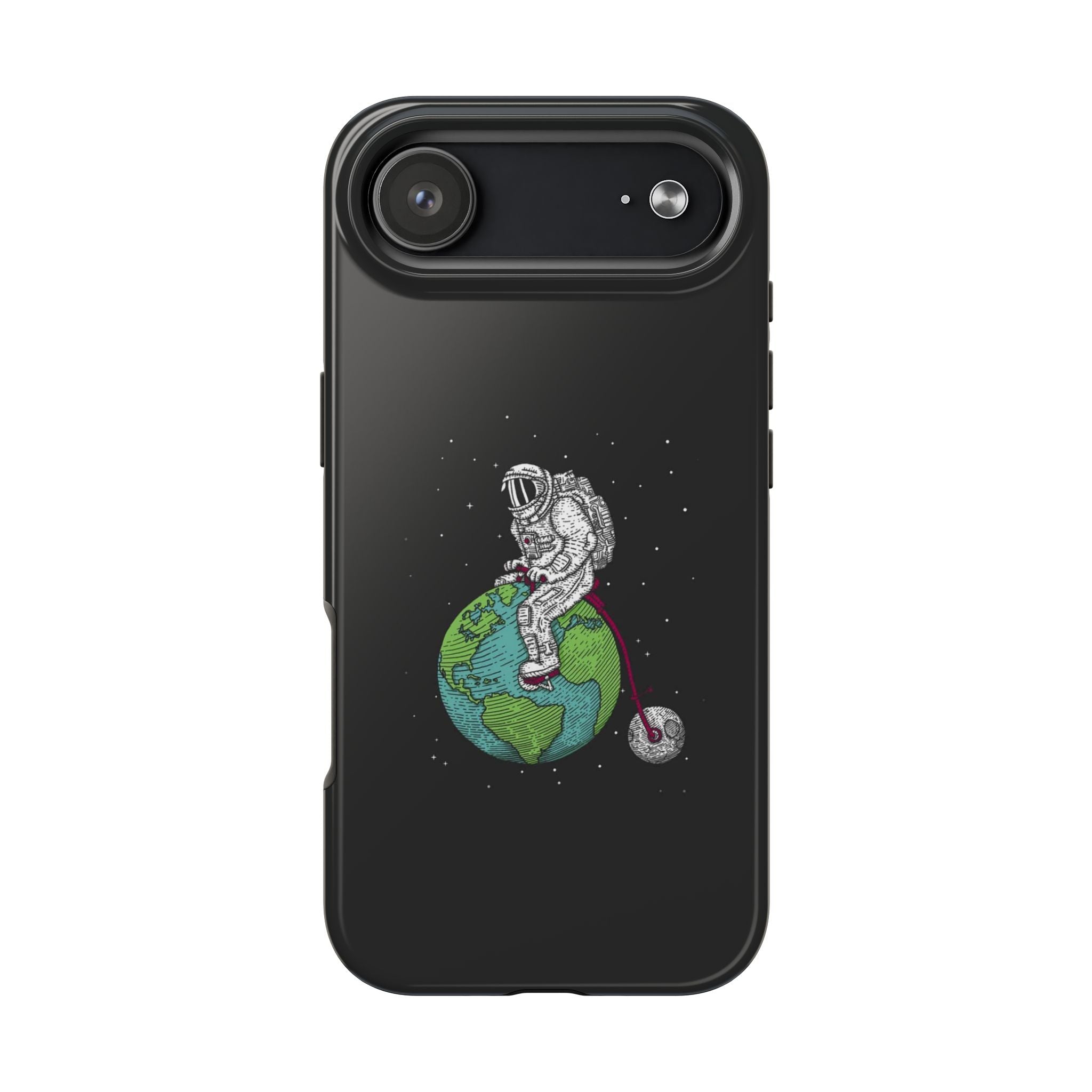 Astronaut Riding Earth Tough Phone Case — Space Explorer Protective Phone Cover