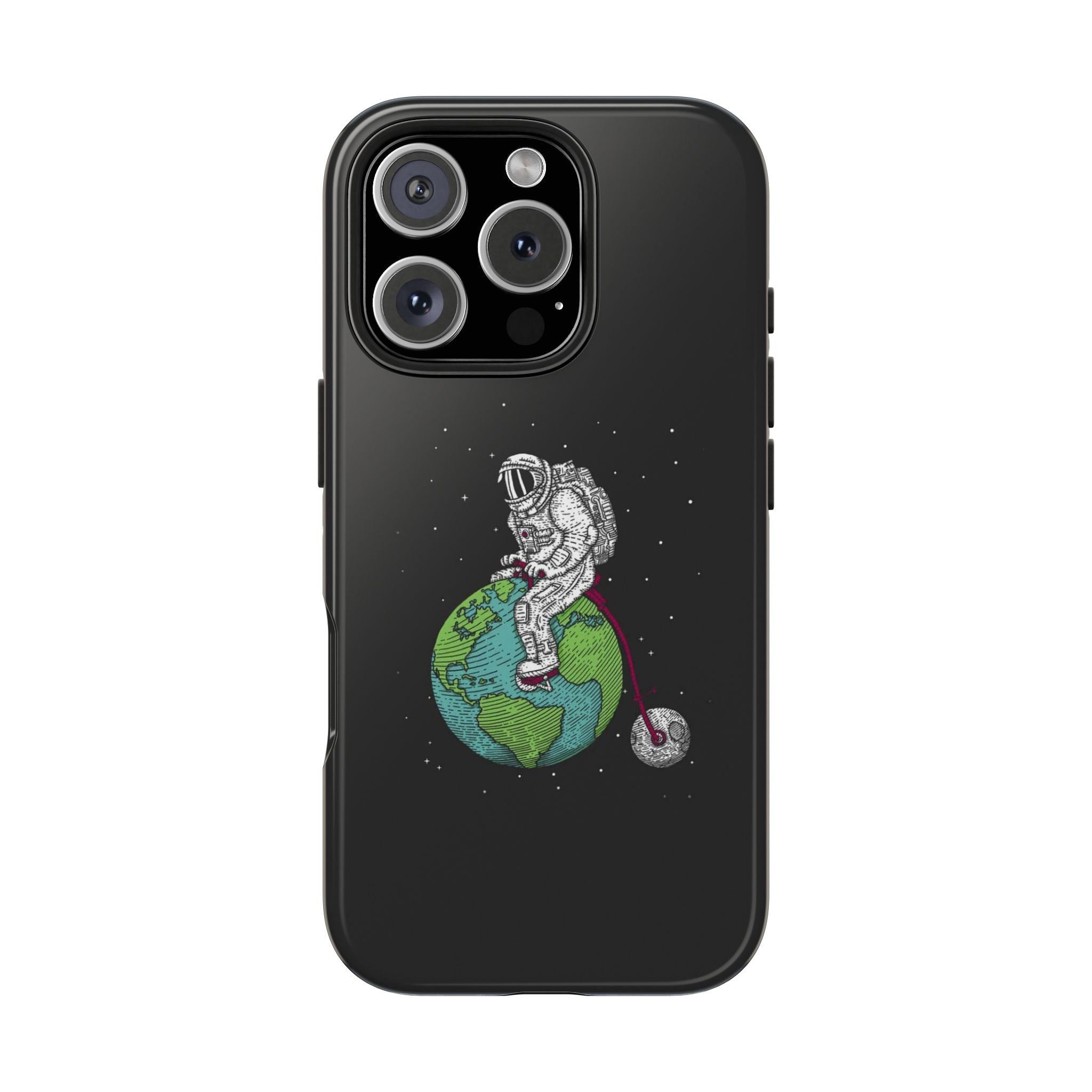 Astronaut Riding Earth Tough Phone Case — Space Explorer Protective Phone Cover