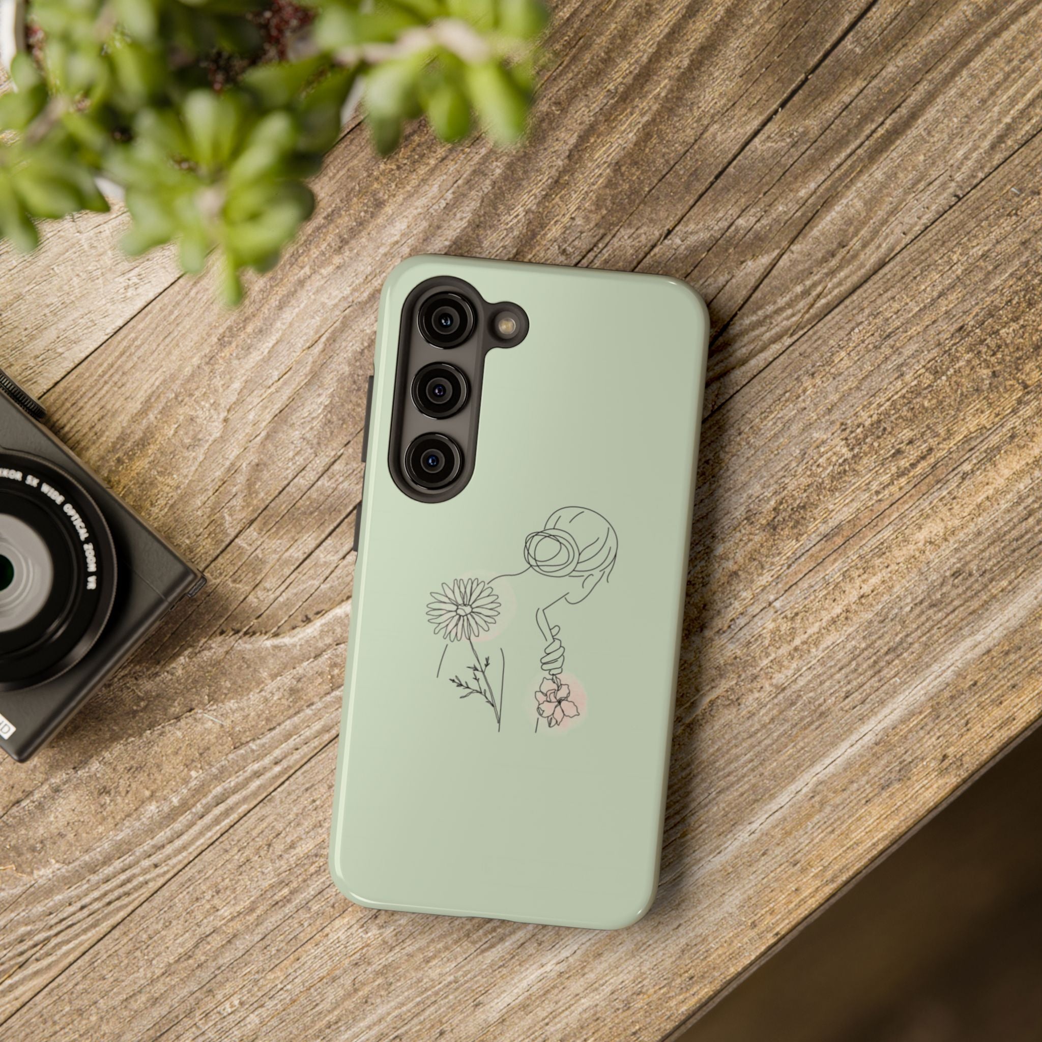 Floral Line Art Phone Case — Minimalist Bouquet Protective Cover