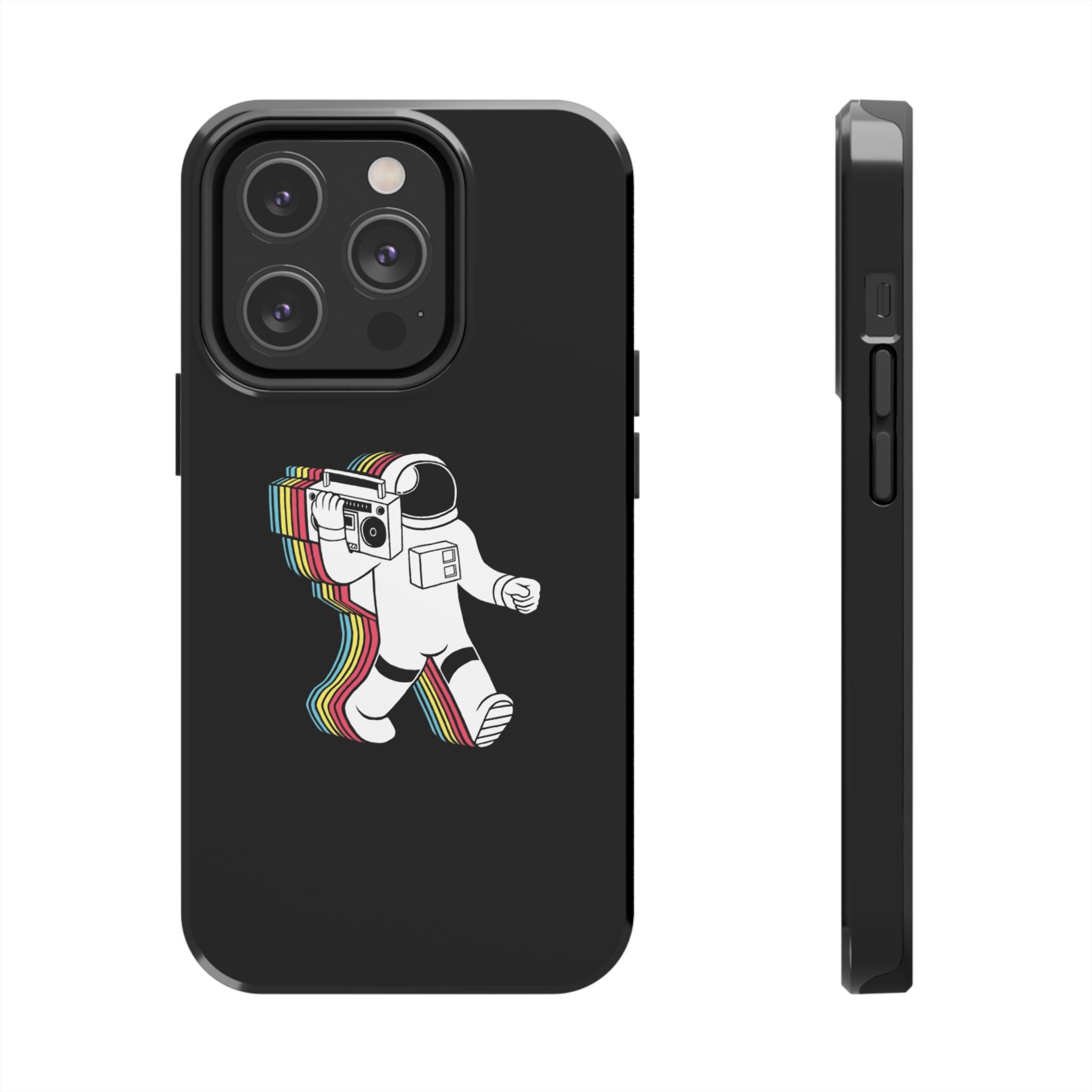 Astronaut Retro Camera Tough Phone Case — Rainbow Vaporwave Space Design