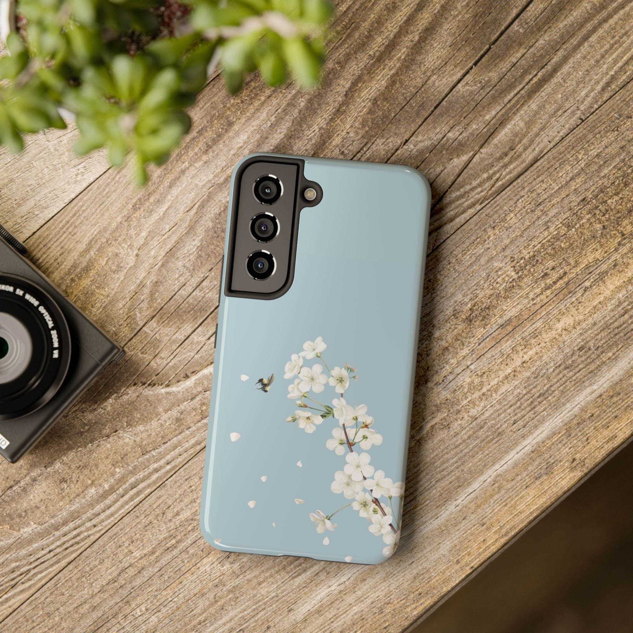 Phone Case — Blue Cherry Blossom Spring Floral Protective Cover