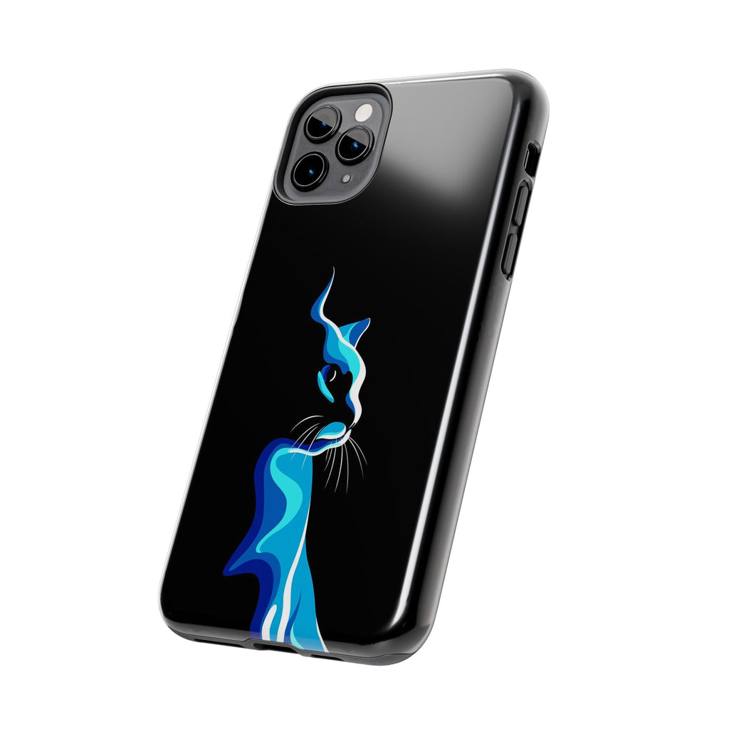 Blue Abstract Cat Silhouette, Protective Artistic iPhone Case