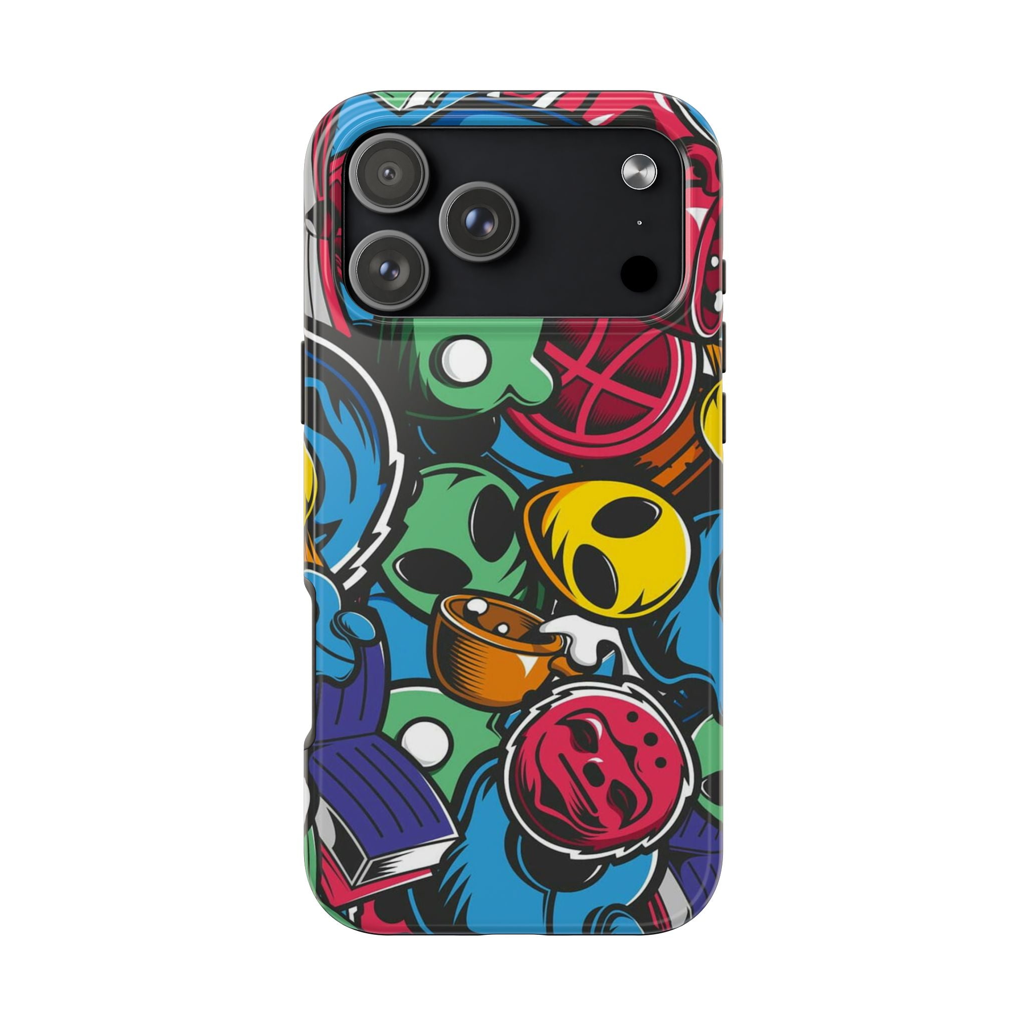 Colorful Sticker Bomb Tough Phone Case — Retro Pop Graffiti Design