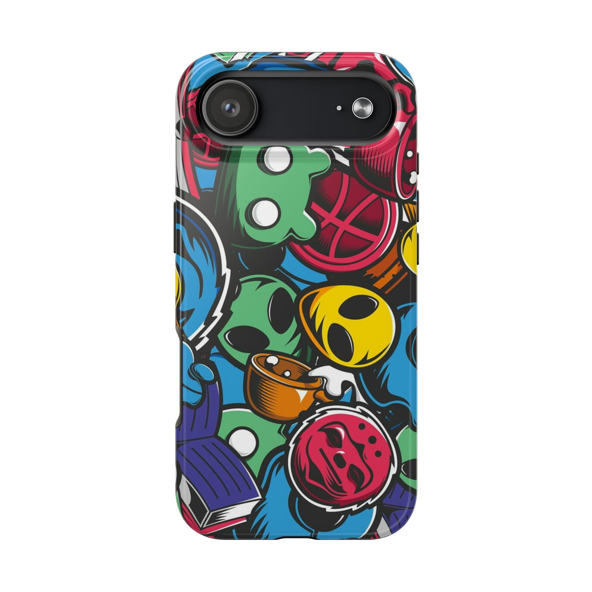 Colorful Sticker Bomb Tough Phone Case — Retro Pop Graffiti Design