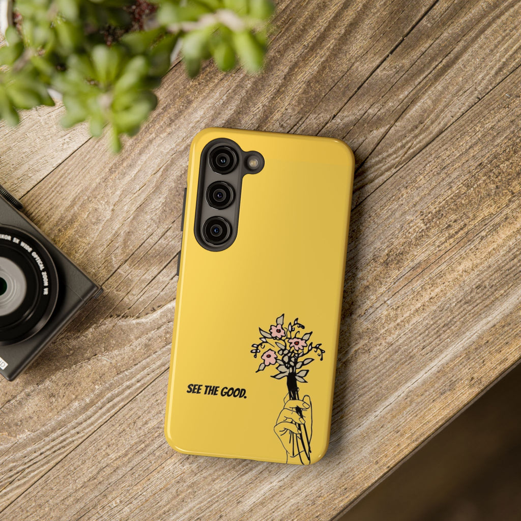 SEE THE GOOD. Yellow Floral Tough Phone Case — Protective Floral iPhone Cover