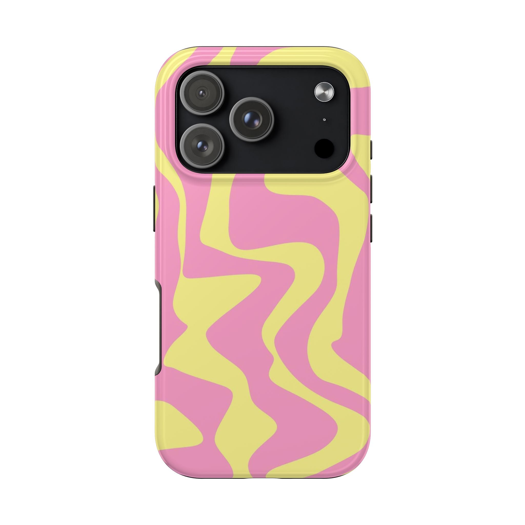 Phone Case — Retro Pink & Yellow Swirl Protective Phone Cover