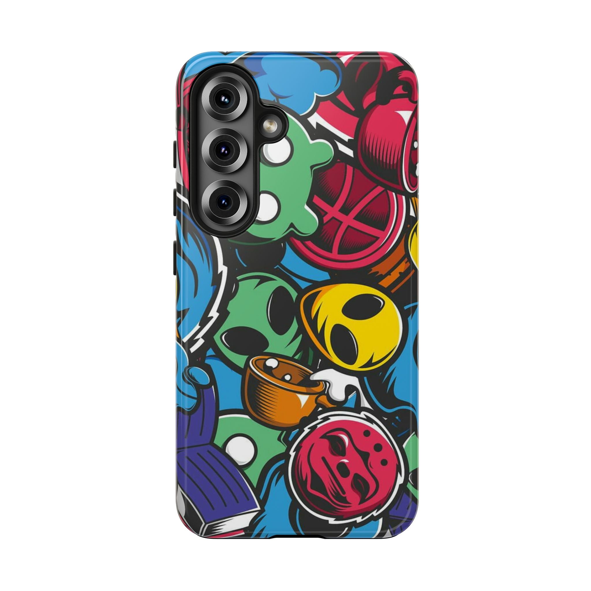 Colorful Sticker Bomb Tough Phone Case — Retro Pop Graffiti Design