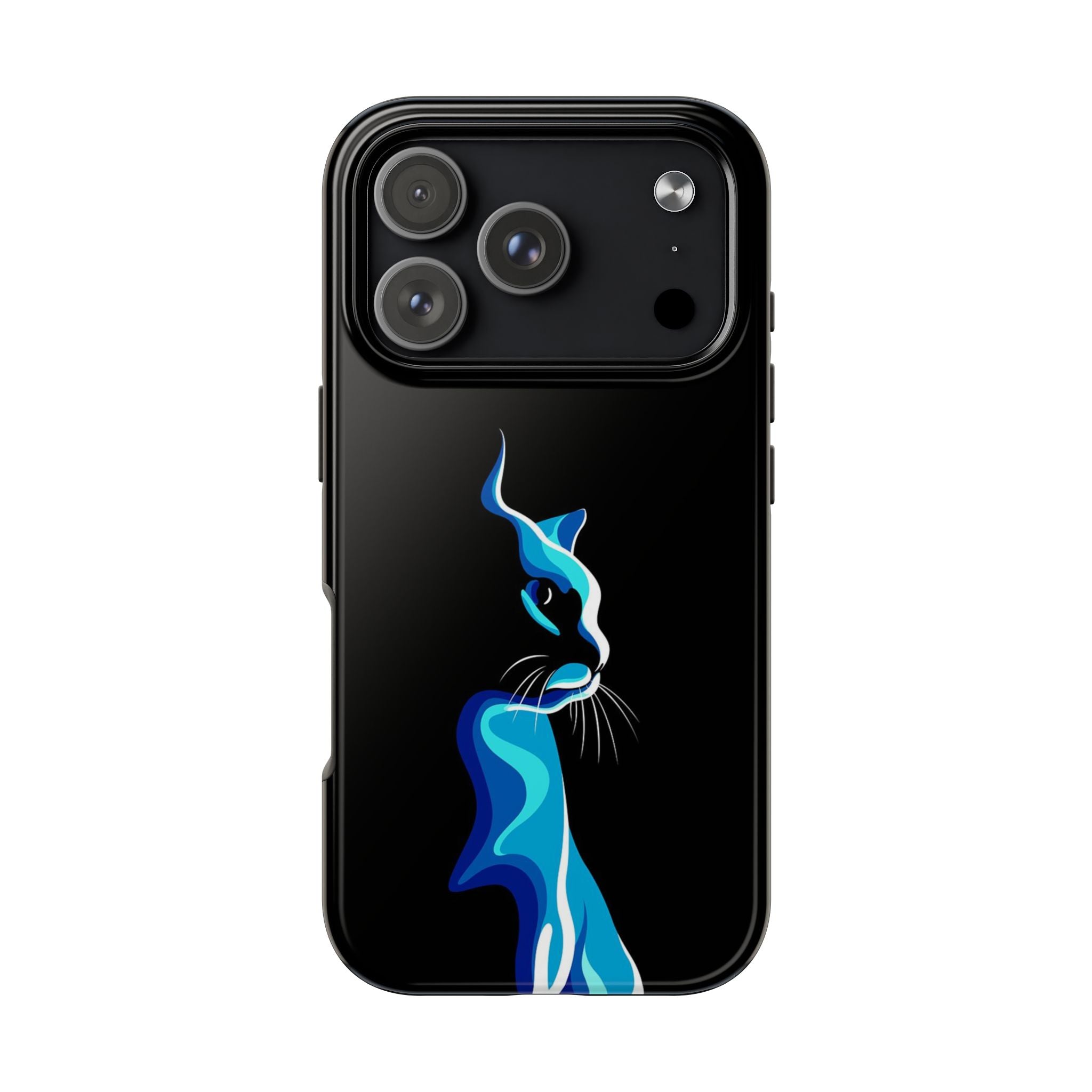 Blue Abstract Cat Silhouette, Protective Artistic iPhone Case