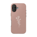 Phone Case — Minimal White Floral Outline on Blush
