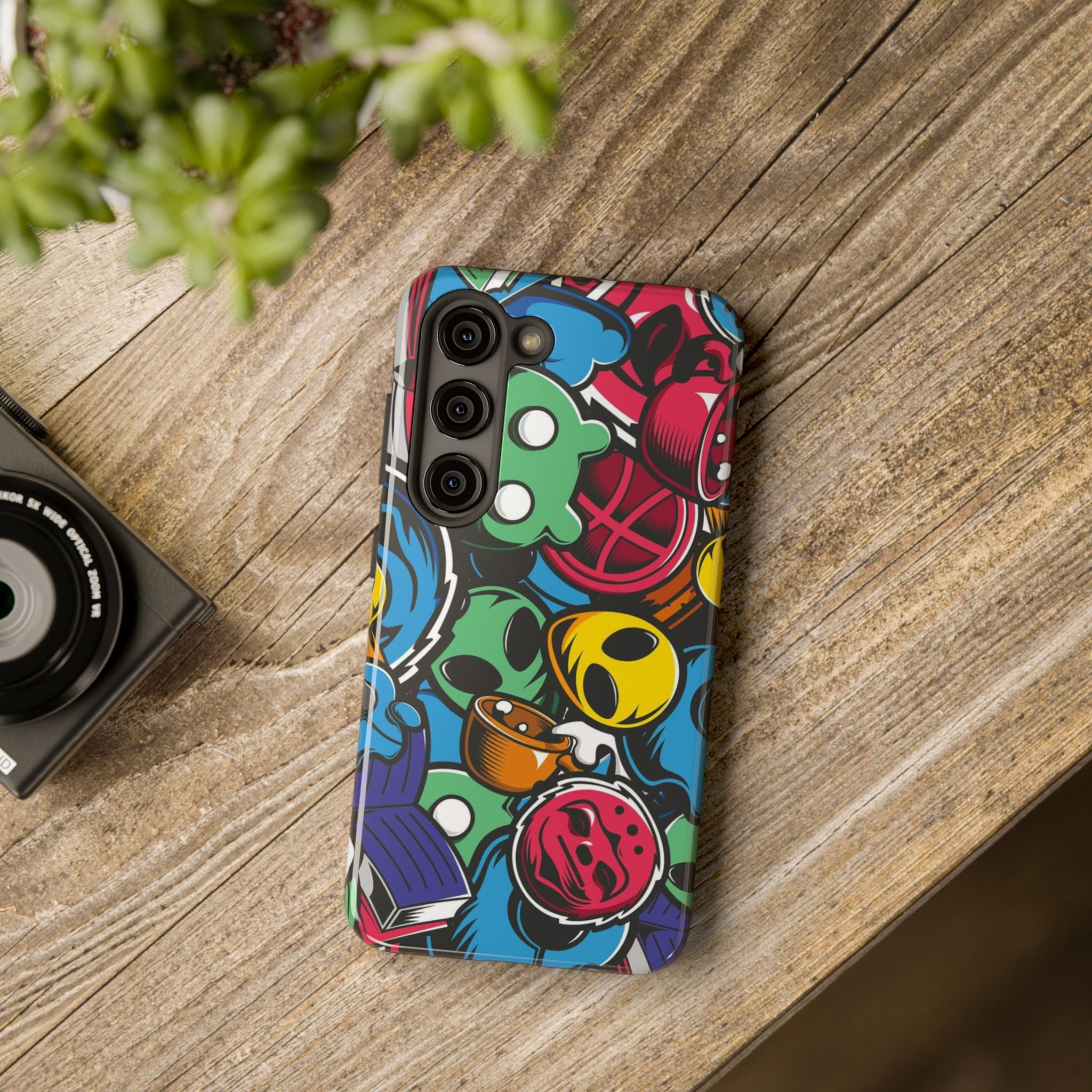 Colorful Sticker Bomb Tough Phone Case — Retro Pop Graffiti Design
