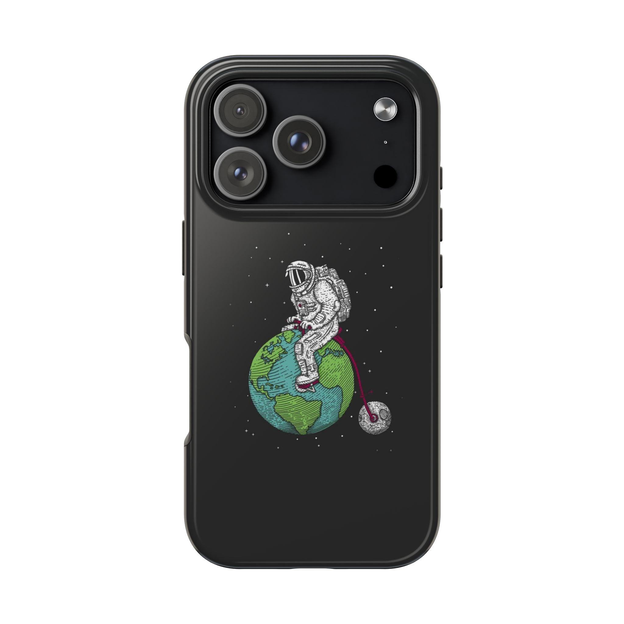 Astronaut Riding Earth Tough Phone Case — Space Explorer Protective Phone Cover