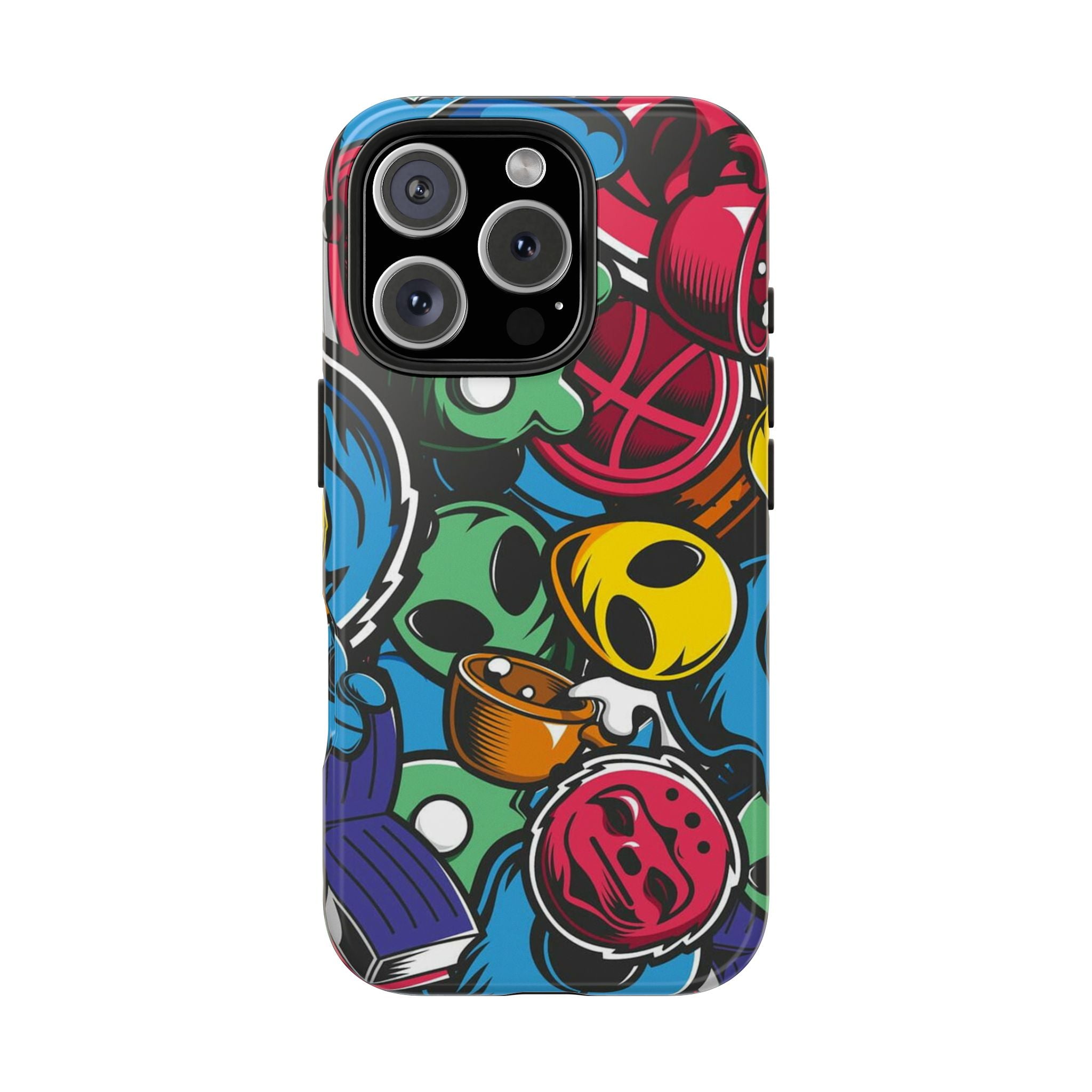 Colorful Sticker Bomb Tough Phone Case — Retro Pop Graffiti Design